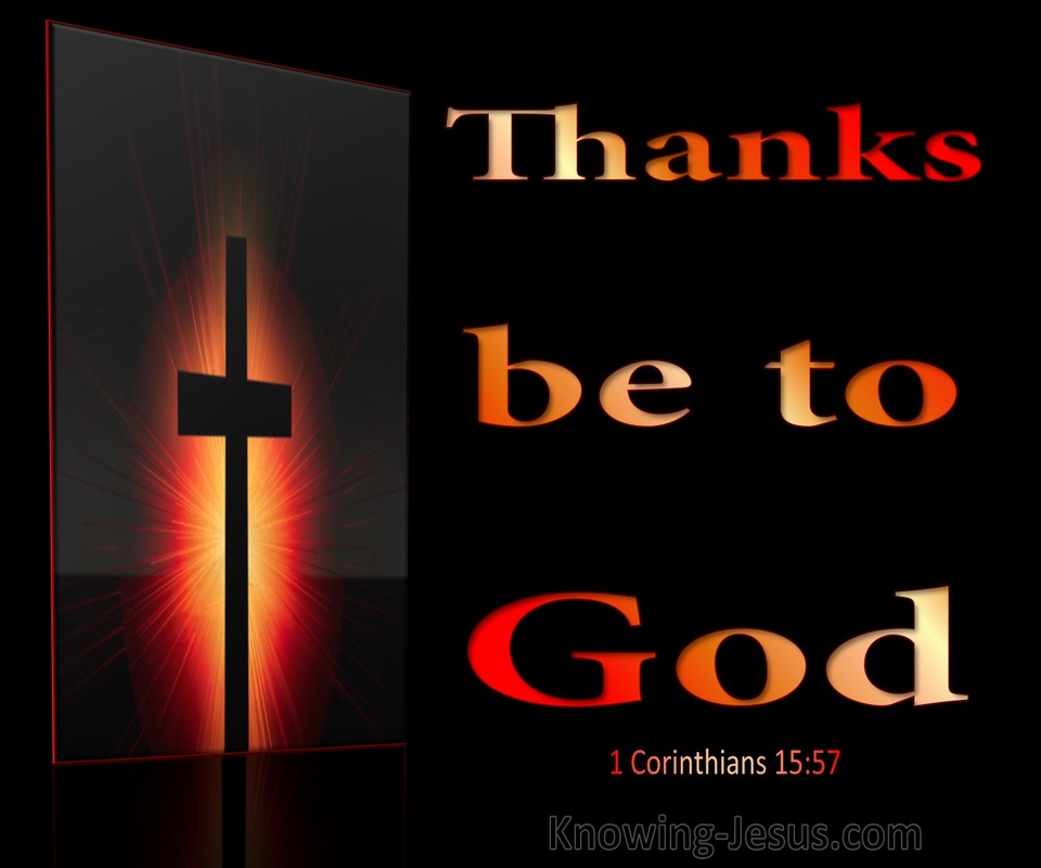 1 Corinthians 15:57 Thanks Be To God (red)